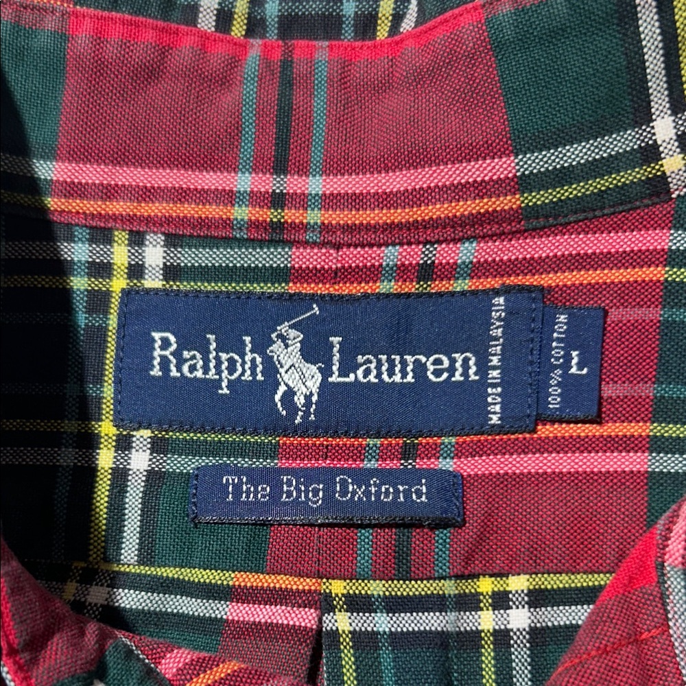 Ralph Lauren - The Big Oxford - Men's Red and Green Plaid Shirt - Picture 2 of 2